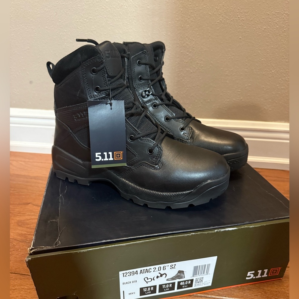 5.11 TACTICAL NEW w/Tag and Box MEN'S ATAC 2.0 6" SIDE ZIP BOOT, BLACK, 12 R